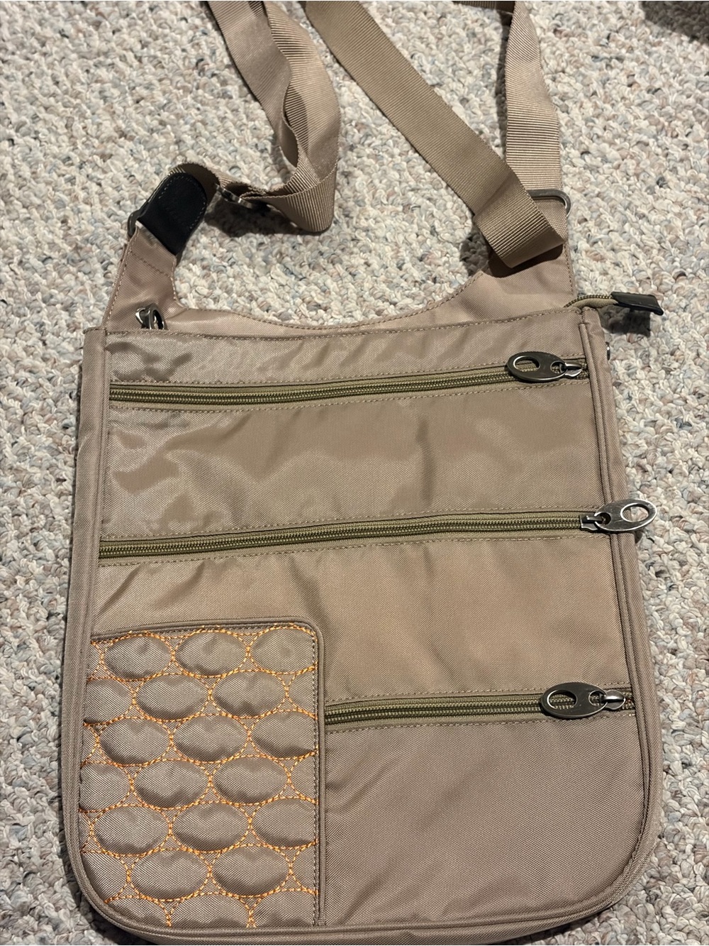 Men's Crossbody Organizer Bag in Taupe